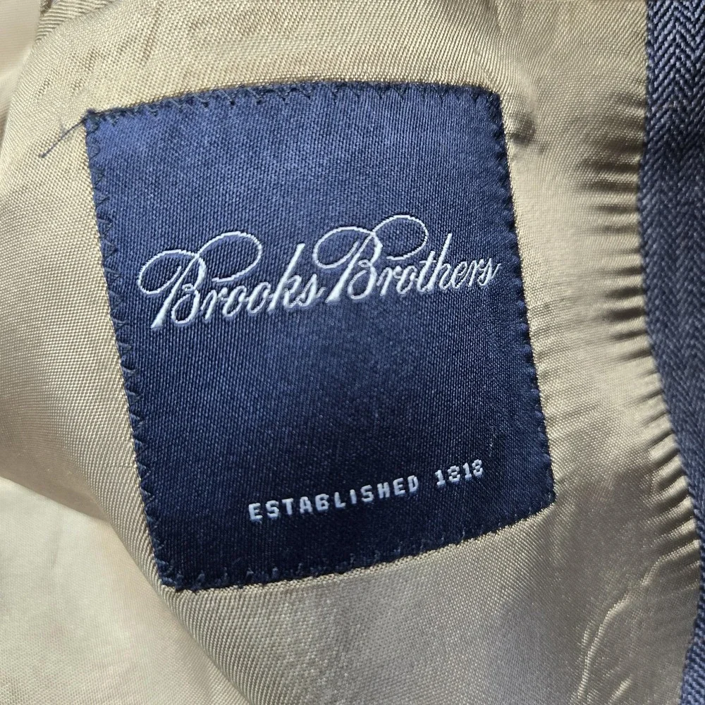 Brooks Brothers Suit Jacket Mens 44 Gray Herringbone Tweed 3 Button USA